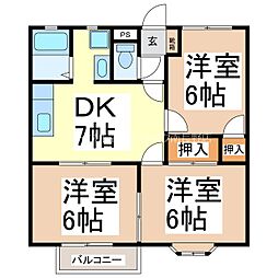 アネックス寺澤 3DKの間取図画像