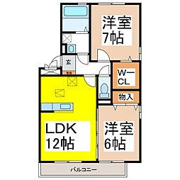 パークタウン三本柳 2LDKの間取図画像