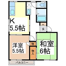 シャルム宮入 2Kの間取図画像