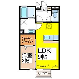 ラヴリィ・パートナーB 1LDKの間取図画像