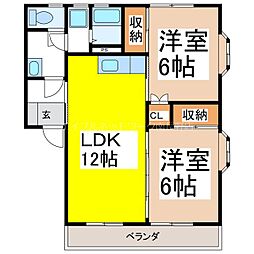 タカノハイツ2 2LDKの間取図画像