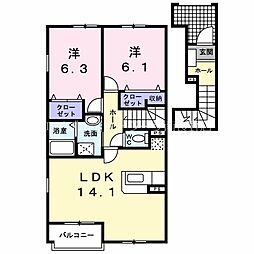 ヴィラミニョン 2LDKの間取図画像