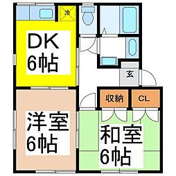 エスポワール伊藤C 2DKの間取図画像