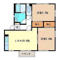 エステート・K-N 2LDKの間取図画像