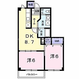 フィオーレA 2DKの間取図画像