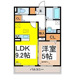 オリンピアパーク 1LDKの間取図画像