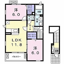 パルメゾン弐番館 2LDKの間取図画像