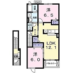 ル・シエル2 2LDKの間取図画像