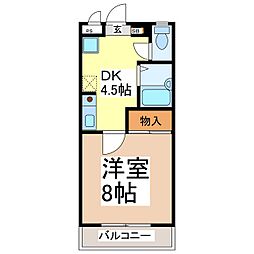ピュアコート稲里 1DKの間取図画像