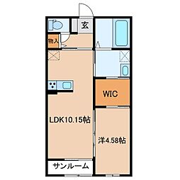 ウィズハイム西松本 1LDKの間取図画像