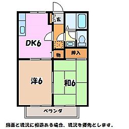 サンライフ穂高A 2DKの間取図画像