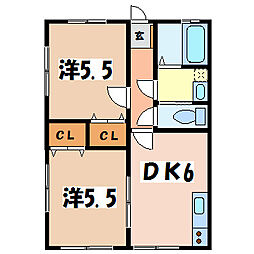 ストリームあずみ野 2DKの間取図画像