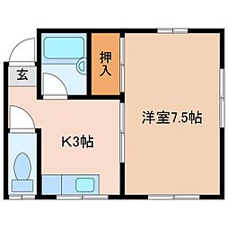 コーポ平林 1Kの間取図画像