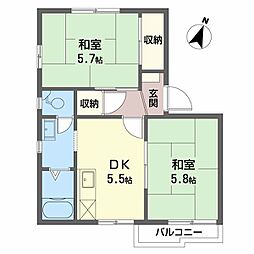 タウニィー丸山A 2DKの間取図画像