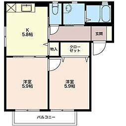 バリージュK2B 2Kの間取図画像