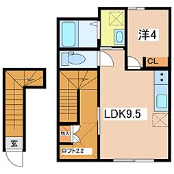 wisteria hakuba 1LDKの間取図画像