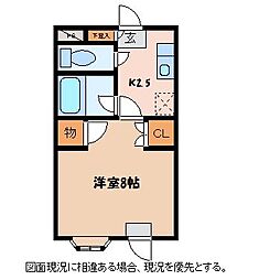 メゾンドアルプ 1Kの間取図画像