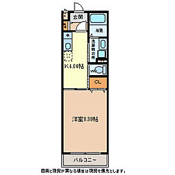 サンタムール 1Kの間取図画像