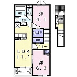 ドリームコート御代田A 2LDKの間取図画像