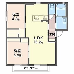 バリュージュひろまえA 2LDKの間取図画像