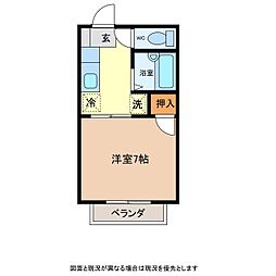 フレグランスSAKU 1Kの間取図画像
