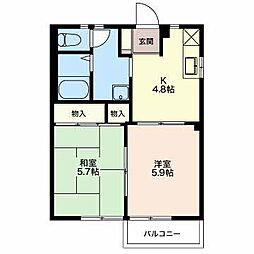 サンライフ軽井沢S棟 2Kの間取図画像