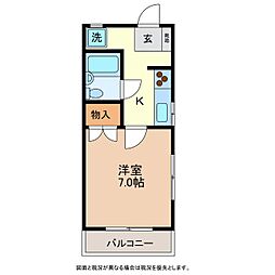 イトヤコーポ浅間 1Kの間取図画像