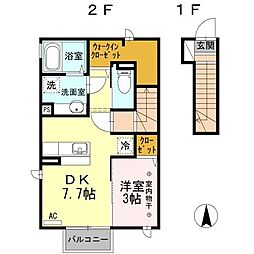 プリマージュC 1LDKの間取図画像