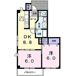 ソールオリエンスA 2DKの間取図画像
