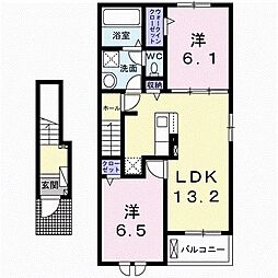 佐久市猿久保アパート 2LDKの間取図画像