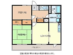 プロムナード1 2LDKの間取図画像