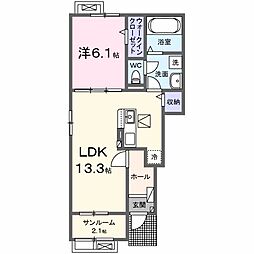 北佐久郡御代田町大字御代田アパート 1LDKの間取図画像