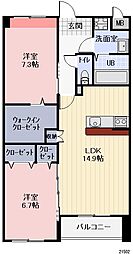 パーシモンB 2LDKの間取図画像