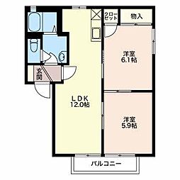 パークサイド・ワン 2LDKの間取図画像