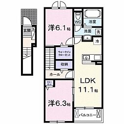 ラ・クラリエールS 2LDKの間取図画像