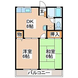 メゾン伊東A 2DKの間取図画像