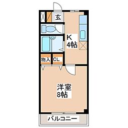 サンサイドエイト 1Kの間取図画像