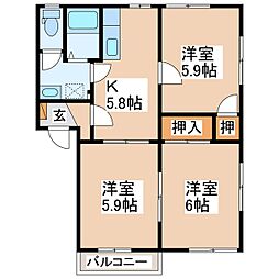 フレグランスリバーサイドC棟 3Kの間取図画像