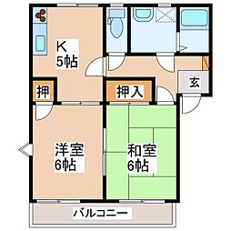 フレグランスユーA 2Kの間取図画像