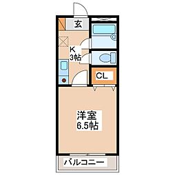 レジデンス923上諏訪 1Kの間取図画像