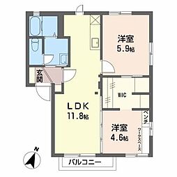 ブルーヒルB 2LDKの間取図画像