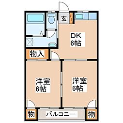 コーポY・2 2DKの間取図画像