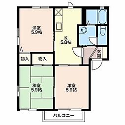 ブルーヒルA 3Kの間取図画像