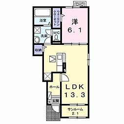 D・KカクモII 1LDKの間取図画像