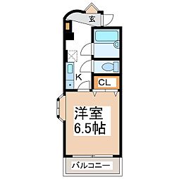 レジデンス923上諏訪 1Kの間取図画像