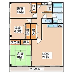 ハイム八ヶ岳 3LDKの間取図画像