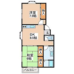 コーポ藤森 2LDKの間取図画像