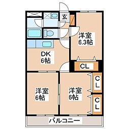 アンソレイユ 3DKの間取図画像