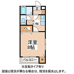 コーポゆう2 1Kの間取図画像