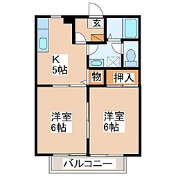 サンビレッジ横町B 2Kの間取図画像